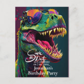 恐竜 T-Rex 緑 Save the date ポストカード (正面)