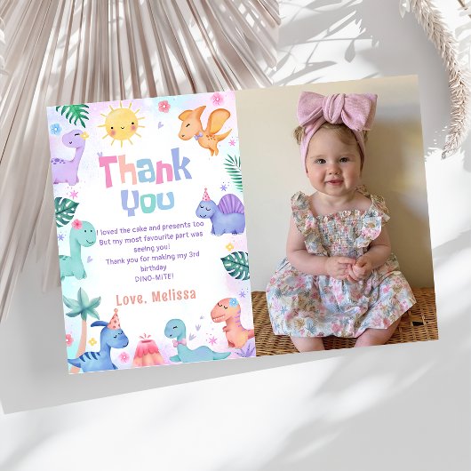 恐竜 T-Rex 誕生日写真サンクスカード サンキューカード