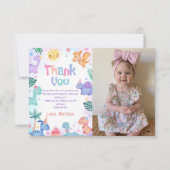 恐竜 T-Rex 誕生日 フォト ありがとう カード (正面)