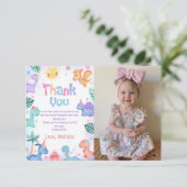 恐竜 T-Rex 誕生日 フォト ありがとう カード (スタンド正面)