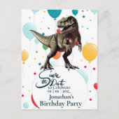 恐竜 T-Rex 誕生日 救済の日付を保存 ポストカード (正面)