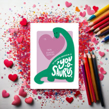 恐竜「You-o-saurus」教室のバレンタインデーカード