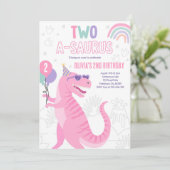 恐竜A-Saurus 2番目の誕生日パーティーT-レックス 招待状 (スタンド正面)