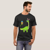 恐竜Dinoブロントサウルスバニー耳エッグイースターD Tシャツ (正面フル)