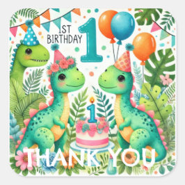 恐竜Dino 1st誕生日パーティー スクエアシール