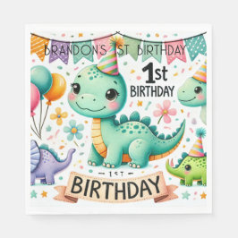 恐竜Dino 1st誕生日パーティー スタンダードランチョンナプキン