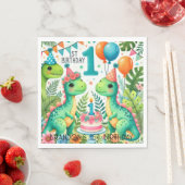 恐竜Dino 1st誕生日パーティー スタンダードランチョンナプキン (インサイチュ)