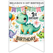 恐竜Dino 1st誕生日パーティー バンティングフラッグ (第2の旗)
