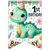 恐竜Dino 1st誕生日パーティー バンティングフラッグ (第2の旗)