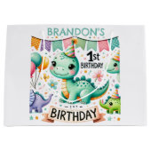 恐竜Dino 1st誕生日パーティー ラージペーパーバッグ (正面)