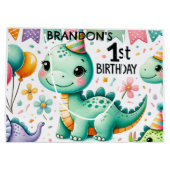 恐竜Dino 1st誕生日パーティー ラージペーパーバッグ (裏面)
