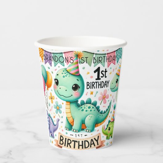 恐竜Dino 1st誕生日パーティー 紙コップ (正面)