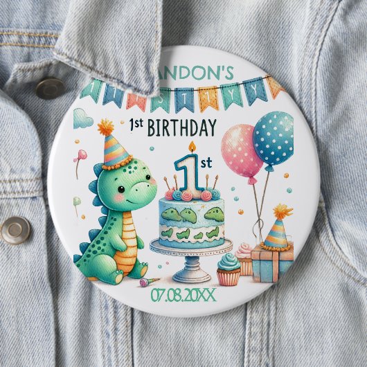 恐竜Dino 1st誕生日パーティー 缶バッジ (インサイチュ)