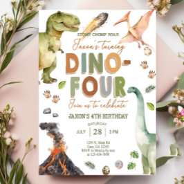 恐竜DINO FOUR男の子4歳の誕生日の招待状4 招待状