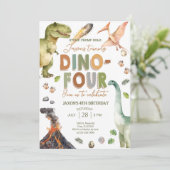 恐竜DINO FOUR男の子4歳の誕生日の招待状4 招待状 (スタンド正面)