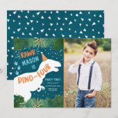 恐竜Dino-Four RAWR 4番目の誕生日 招待状 (正面/裏面)