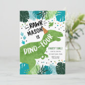 恐竜Dino-Four RAWR 4番目の誕生日Invita 招待状 (スタンド正面)