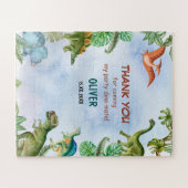 恐竜Dino Tレックス誕生日ギフトサンキュー ジグソーパズル (横)