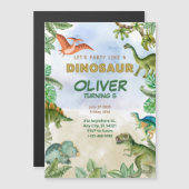 恐竜Dino T-レックス誕生日招待状磁気 (正面/裏面)
