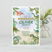 恐竜Dino T-レックス5誕生日招待状カード シーズンカード (スタンド正面)