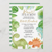恐竜Ohボーイベビーシャワー招待状 招待状 (正面/裏面)
