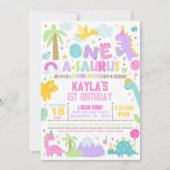 恐竜ONE A-Saurus 1歳の招待状 招待状 (正面)