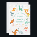 恐竜Rawr 3rd誕生日パーティーボーイストンプチョンプ 招待状<br><div class="desc">ストンプとチョンプと轟音!この祝おもしろいとカラフル恐竜をテーマにした3回目の誕生日の招待状とdinoの大きな日。先史時代の冒険に満ちた3つのレックスパーティーに最適。</div>