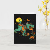 恐竜Tレックスおもしろいブハロウィーン男の子メンカボチャ カード (黄色い花)