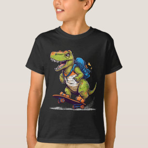 恐竜Tレックスかっこいいスケートボード恐竜スケーター Tシャツ