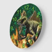 恐竜Tレックスの先史時代の動物の火数 ラージ壁時計 (傾斜)