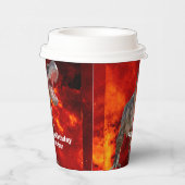 恐竜Tレックスの火ジュラシック世界の背景 紙コップ (右)