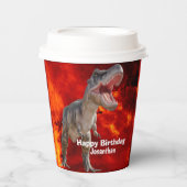 恐竜Tレックスの火ジュラシック世界の背景 紙コップ (正面)