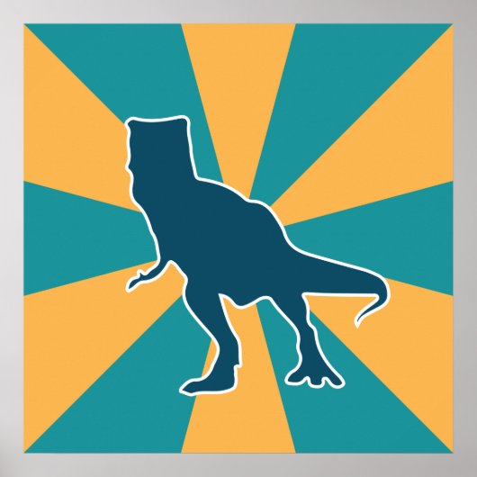 恐竜Tレックスカラフル漫画 ポスター (正面)