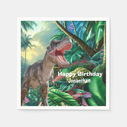 恐竜Tレックスキッズジュラシック世界 スタンダードカクテルナプキン (正面)