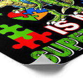 恐竜Tレックスキッズ自閉症は私の超能力自閉症である ポスター (角)