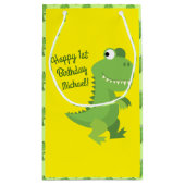 恐竜Tレックスキッズ1st誕生日Dinoパーティー スモールペーパーバッグ (裏面)