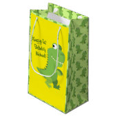 恐竜Tレックスキッズ1st誕生日Dinoパーティー スモールペーパーバッグ (裏面アングル)