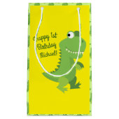 恐竜Tレックスキッズ1st誕生日Dinoパーティー スモールペーパーバッグ (正面)