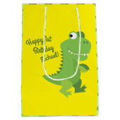恐竜Tレックスキッズ1st誕生日Dinoパーティー ミディアムペーパーバッグ (裏面)
