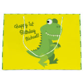 恐竜Tレックスキッズ1st誕生日Dinoパーティー ラージペーパーバッグ (正面)