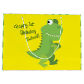 恐竜Tレックスキッズ1st誕生日Dinoパーティー ラージペーパーバッグ (裏面)