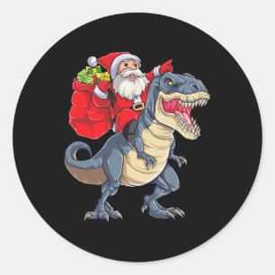 恐竜Tレックスクリスマスサンタボーイズメンズガールズクリスマス ラウンドシール