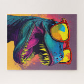 恐竜Tレックスクールオレンジブルー ジグソーパズル (横)