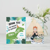 恐竜Tレックスグリーンボーイ誕生日サンキューカード 招待状 (スタンド正面)