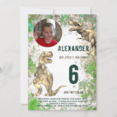 恐竜Tレックスジャングル誕生日パーティー写真 招待状 (正面)