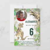 恐竜Tレックスジャングル誕生日パーティー写真 招待状 (正面)