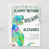 恐竜Tレックスジャングル誕生日パーティー 招待状 (正面)