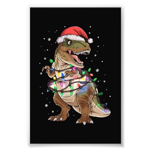 恐竜TレックスツリークリスマスセータークリスマスDino フォトプリント (正面)