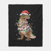 恐竜TレックスツリークリスマスセータークリスマスDino フリースブランケット (正面)