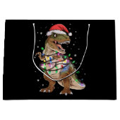恐竜TレックスツリークリスマスセータークリスマスDino ラージペーパーバッグ (正面)